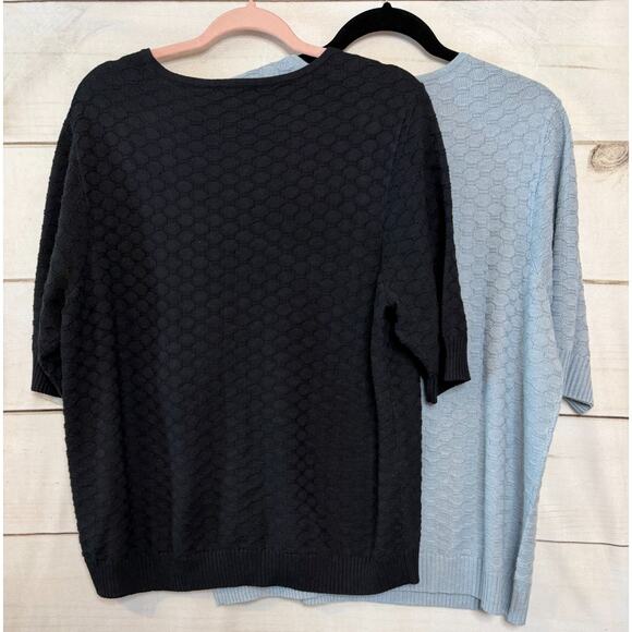 Lot of Two Ella Moss Size XXL Sweaters - Navy & Light Blue Solid Color Classic - Picture 3 of 9